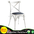 steel french style cross back dining chair in hotel